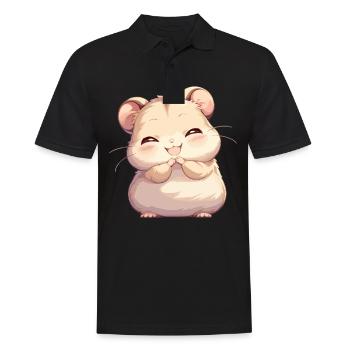 Hamster - Männer Poloshirt - Schwarz - Vorne - Kai (181cm)