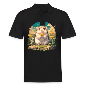 Hamster - Männer Poloshirt - Schwarz - Vorne - Kai (181cm)