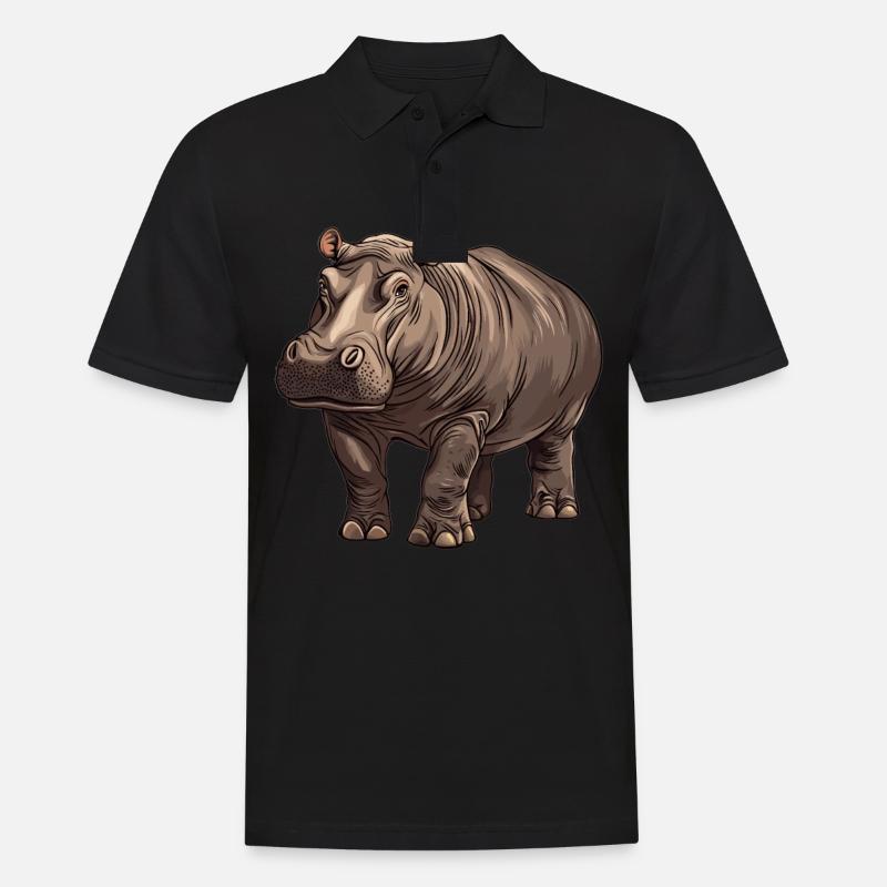 Nilpferd Flußpferd - Männer Poloshirt - Schwarz