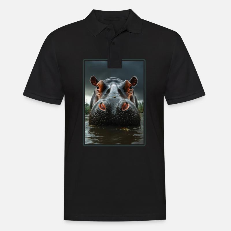 Nilpferd Flußpferd - Männer Poloshirt - Schwarz