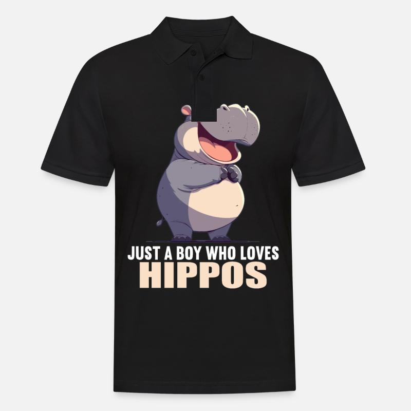 Nilpferd Flußpferd - Männer Poloshirt - Schwarz