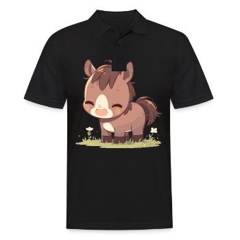 Pferde Pferd - Männer Poloshirt - Schwarz - Vorne - Kai (181cm)