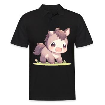 Pferde Pferd - Männer Poloshirt - Schwarz - Vorne - Kai (181cm)