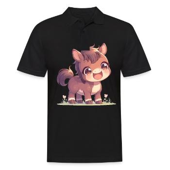 Pferde Pferd - Männer Poloshirt - Schwarz - Vorne - Kai (181cm)