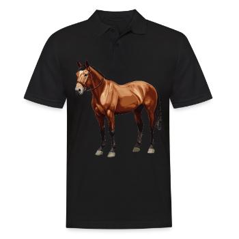 Pferde Pferd - Männer Poloshirt - Schwarz - Vorne - Kai (181cm)