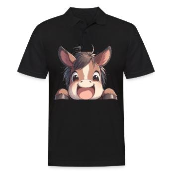 Pferde Pferd - Männer Poloshirt - Schwarz - Vorne - Kai (181cm)