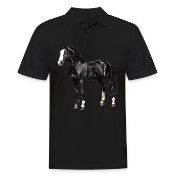 Pferde Pferd - Männer Poloshirt - Schwarz - Vorne - Kai (181cm)