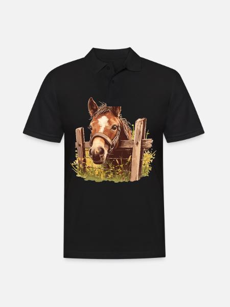 Pferde Pferd - Männer Poloshirt - Schwarz