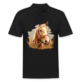 Pferde Pferd - Männer Poloshirt - Schwarz - Vorne - Kai (181cm)