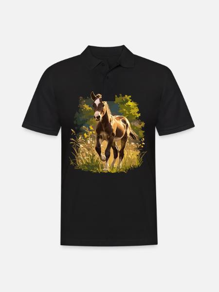 Pferde Pferd - Männer Poloshirt - Schwarz