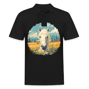 Pferde Pferd - Männer Poloshirt - Schwarz - Vorne - Kai (181cm)
