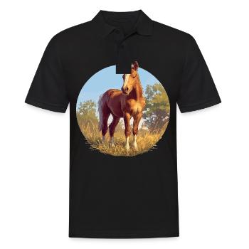 Pferde Pferd - Männer Poloshirt - Schwarz - Vorne - Kai (181cm)