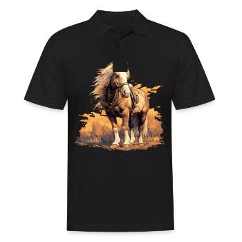 Pferde Pferd - Männer Poloshirt - Schwarz - Vorne - Kai (181cm)