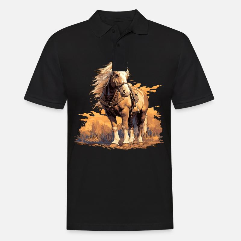 Pferde Pferd - Männer Poloshirt - Schwarz