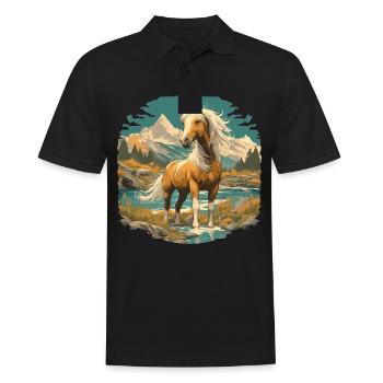 Pferde Pferd - Männer Poloshirt - Schwarz - Vorne - Kai (181cm)
