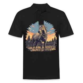 Pferde Pferd - Männer Poloshirt - Schwarz - Vorne - Kai (181cm)