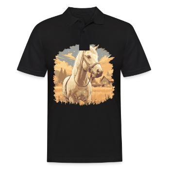 Pferde Pferd - Männer Poloshirt - Schwarz - Vorne - Kai (181cm)