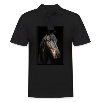 Pferde Pferd - Männer Poloshirt - Schwarz - Vorne - Kai (181cm)