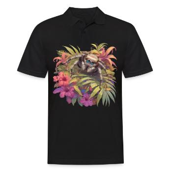 Jumping Spider Springspinnen Springspinne - Männer Poloshirt - Schwarz - Vorne - Kai (181cm)