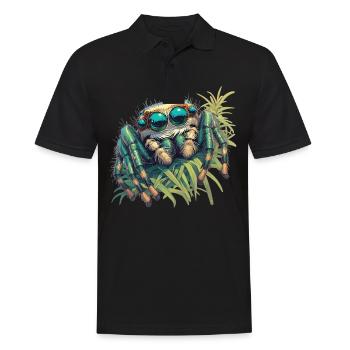 Jumping Spider Springspinnen Springspinne - Männer Poloshirt - Schwarz - Vorne - Kai (181cm)