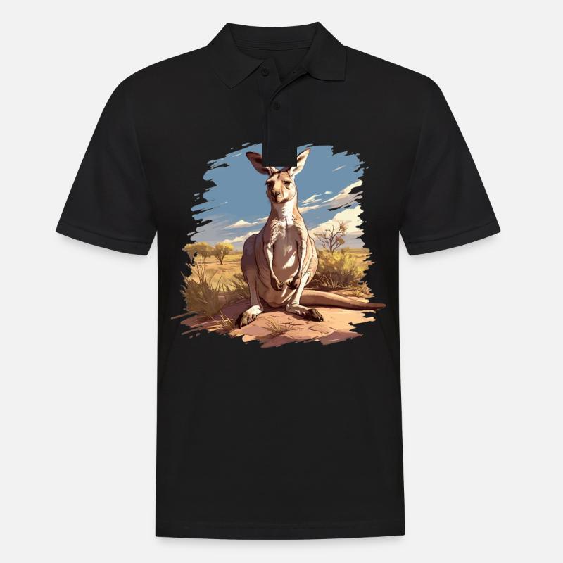 Kängurus Känguru - Männer Poloshirt - Schwarz
