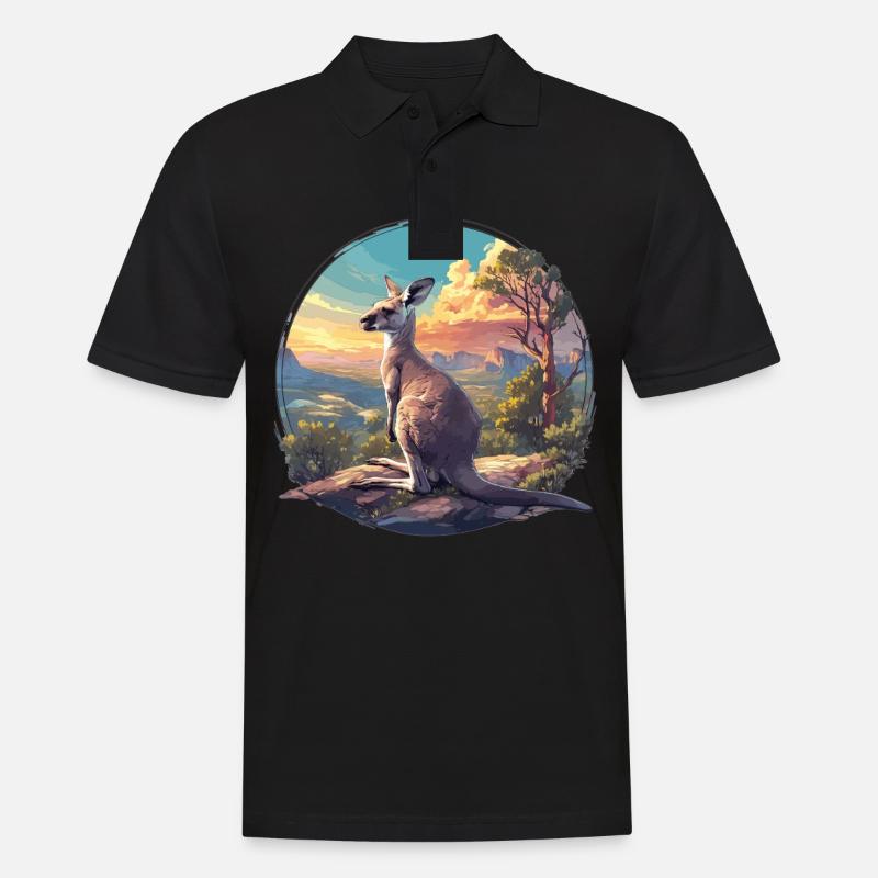 Kängurus Känguru - Männer Poloshirt - Schwarz
