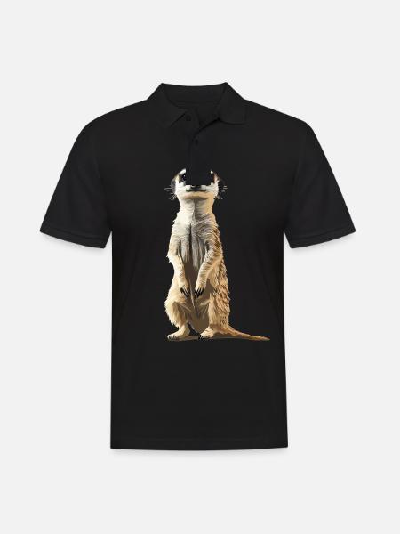 Meerkat Erdmännchen - Männer Poloshirt - Schwarz