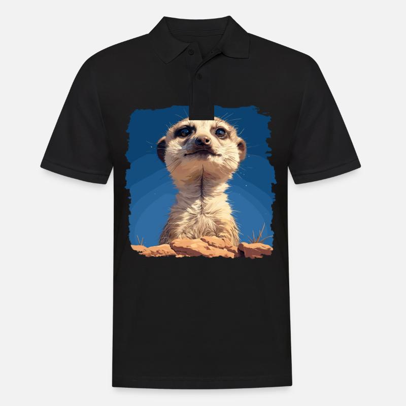 Meerkat Erdmännchen - Männer Poloshirt - Schwarz