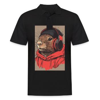 Capibara Meerschwein Wasserschwein Headphones - Männer Poloshirt - Schwarz - Vorne - Kai (181cm)