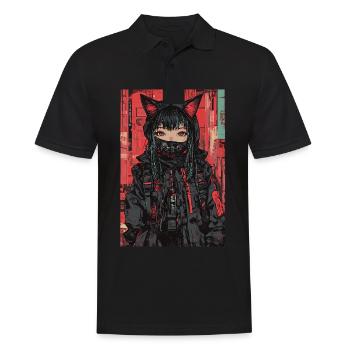Otaku Streetwear Japon Cyberpunk Techwear Anime - Polo Homme - noir - Devant - Kai (181cm)