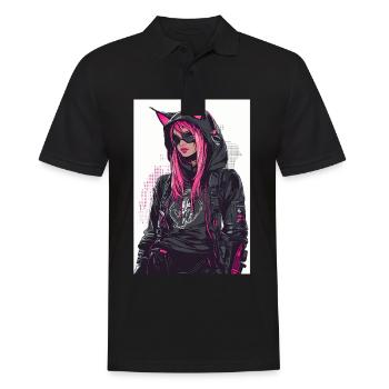Otaku Streetwear Japon Cyberpunk Techwear Anime - Polo Homme - noir - Devant - Kai (181cm)