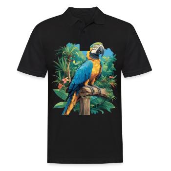 Papageie Papagei - Männer Poloshirt - Schwarz - Vorne - Kai (181cm)