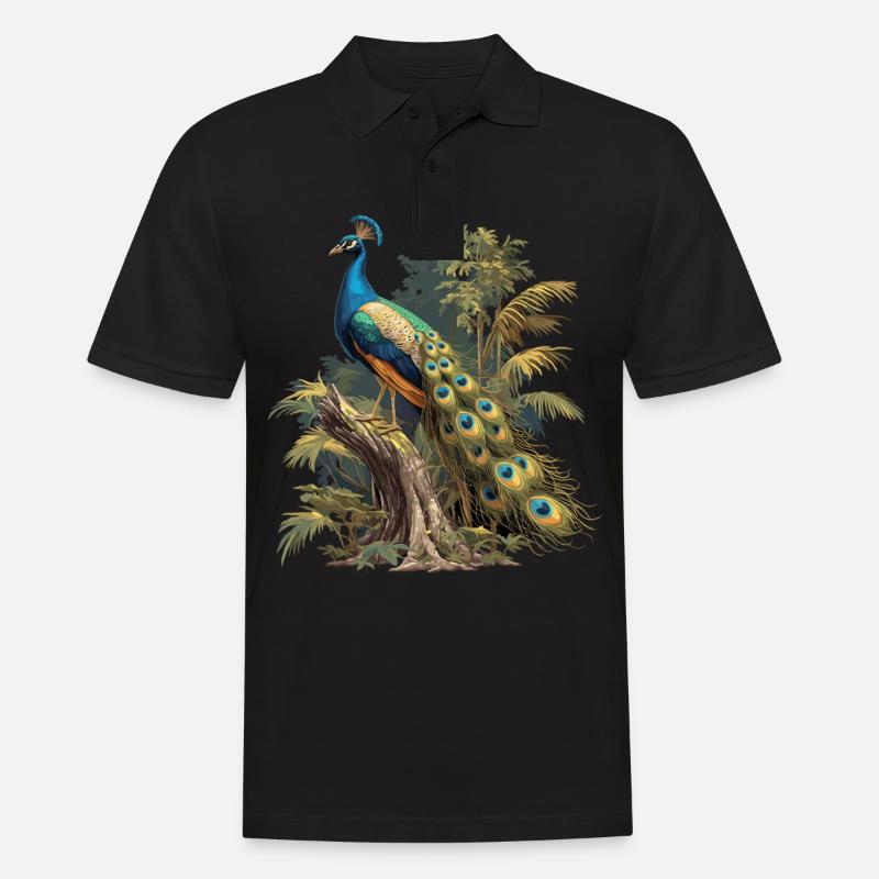 Pfaue Pfau - Männer Poloshirt - Schwarz