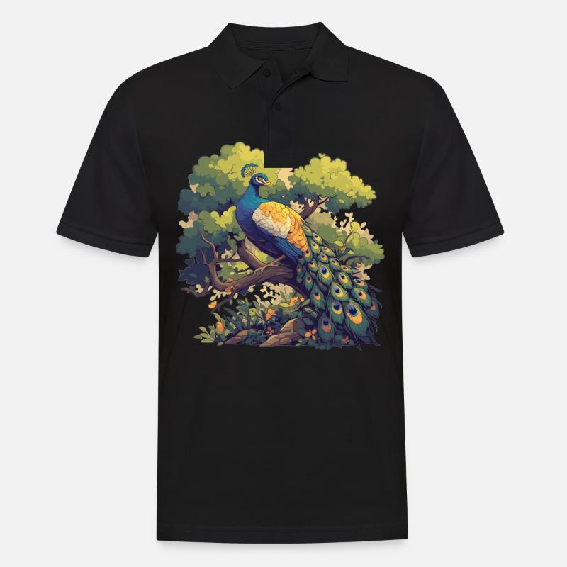 Pfaue Pfau - Männer Poloshirt - Schwarz