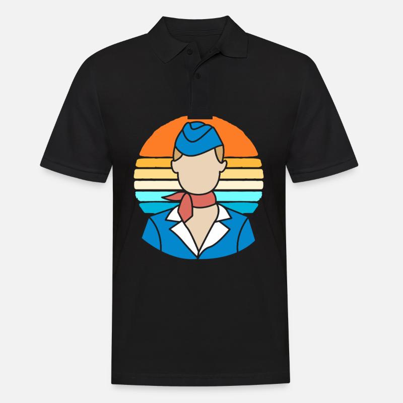 Stewardess Flugbegleiter - Männer Poloshirt - Schwarz