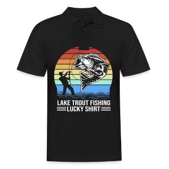 Truite Trout étang pêche crochet canne à pêche pêcheur pêcheur - Polo Homme - noir - Devant - Kai (181cm)