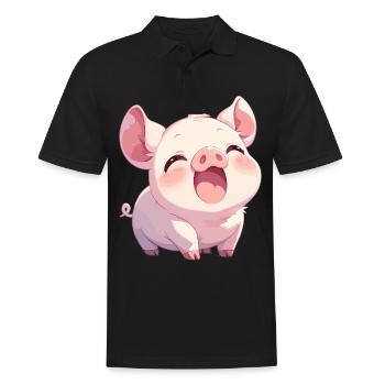 Schweine Schwein - Männer Poloshirt - Schwarz - Vorne - Kai (181cm)