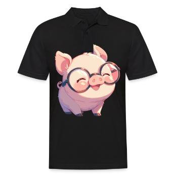 Schweine Schwein - Männer Poloshirt - Schwarz - Vorne - Kai (181cm)