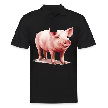 Schweine Schwein - Männer Poloshirt - Schwarz - Vorne - Kai (181cm)