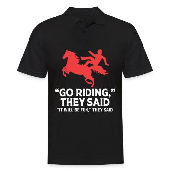 Pferderennen - Männer Poloshirt - Schwarz - Vorne - Kai (181cm)