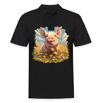 Schweine Schwein - Männer Poloshirt - Schwarz - Vorne - Kai (181cm)