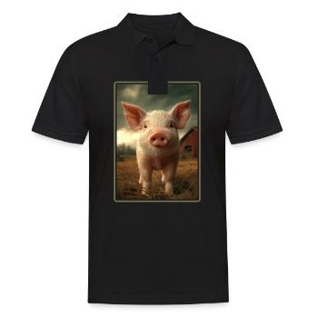 Schweine Schwein - Männer Poloshirt - Schwarz - Vorne - Kai (181cm)