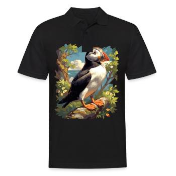 Papageientaucher - Männer Poloshirt - Schwarz - Vorne - Kai (181cm)