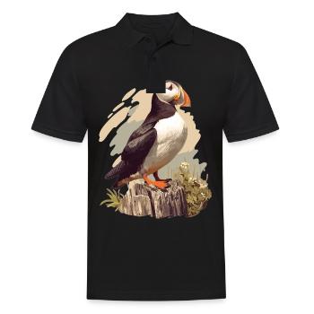 Papageientaucher - Männer Poloshirt - Schwarz - Vorne - Kai (181cm)