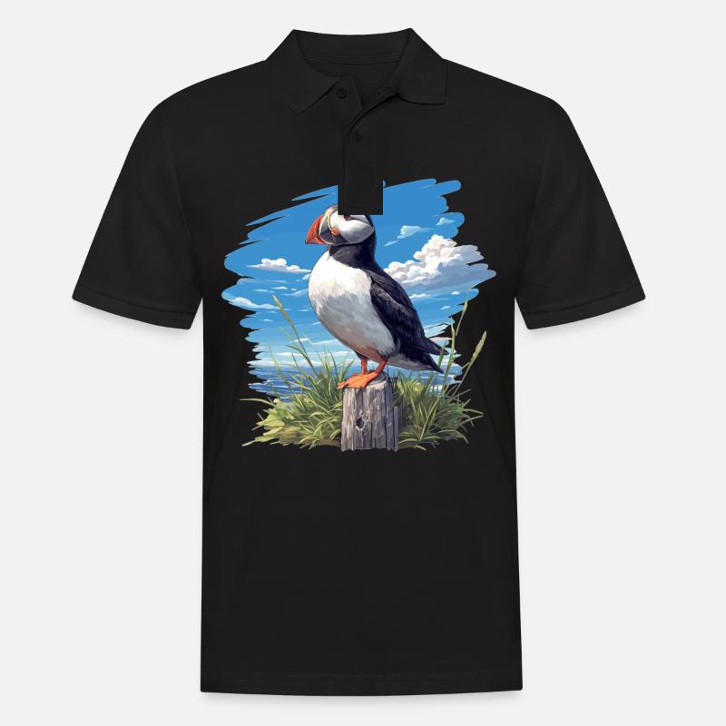 Papageientaucher - Männer Poloshirt - Schwarz