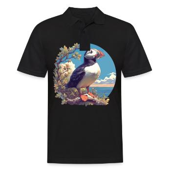 Papageientaucher - Männer Poloshirt - Schwarz - Vorne - Kai (181cm)
