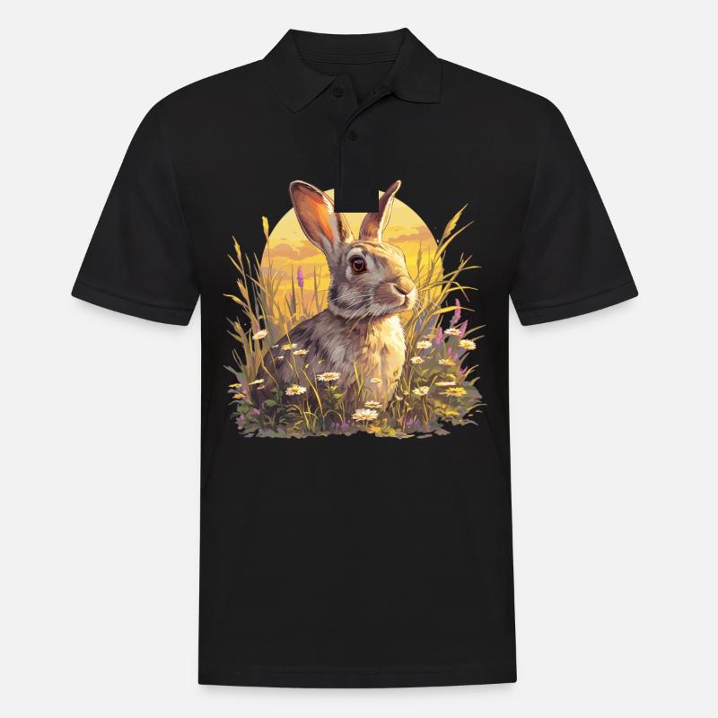 Hasen Hase - Männer Poloshirt - Schwarz