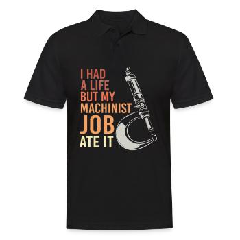 CNC Machinists Cutting Machine Operators Turners Milling Cutters - Men's Polo Shirt - black - Front - Kai (181cm)