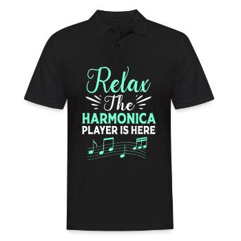 Mundharmonika Volksmusik Volksfest - Männer Poloshirt - Schwarz - Vorne - Kai (181cm)