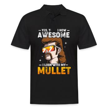 Mullet Haarschnitt Vokuhila - Männer Poloshirt - Schwarz - Vorne - Kai (181cm)